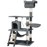 Arbre  chat - tectake - mobilier pour chat stokeley 141 cm de hauteur avec zones de couchage et cordelette ...