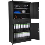 Rangement de bureau - tectake - armoire mtallique de classement cosmo verrouillable avec 2 tiroirs - ...