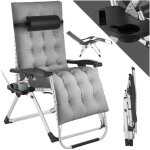 Chaise longue - tectake - bain de soleil pliable cloud rglable en continu en textilne respirant - gris ...