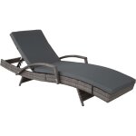Bain de soleil - tectake - chaise longue en rotin de jardin oceane avec accoudoirs et dossier inclinable ...