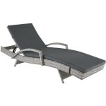 Bain de soleil - tectake - chaise longue en rotin de jardin oceane avec accoudoirs et dossier inclinable ...
