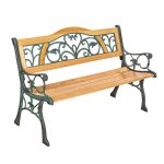 Banc dexterieur - tectake - banc de jardin kathi en bois et fonte 124 cm x 60 cm x 83 cm - marron