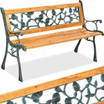 Banc dexterieur - tectake - banc de jardin marina en bois et fonte 2 places 124 cm x 52 cm x 74 cm - ...