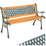 Banc dexterieur - tectake - banc de jardin tamara en bois et fonte 2 places 128 cm x 51 cm x 73 cm - ...