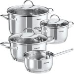 Casseroles - tectake - batterie de cuisine bologne en acier inoxydable 7 pi�ces pour induction
