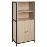 Buffet - tectake - buffet doncaster en acier et bois avec �tag�res et portes magn�tiques 60 x 38 x 125 ...