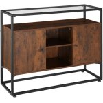 Commode de chambre - tectake - buffet oldham 3 etagres en bois et acier 100 x 38 x 805 cm - bois fonc ...