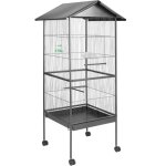 Tectake cage à oiseaux 162 cm de haut + mangeoire + perchoirs - gris anthracite Tectake cage à oiseaux 162 cm de haut + mangeoire + perchoirs - gris anthracite