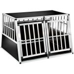 Cage de transport - tectake - caisse de transport double pour chien en aluminium solide avec coins arrondis ...