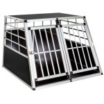 Cage de transport - tectake - caisse de transport double pour chien en aluminium solide avec coins arrondis ...