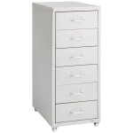 Caisson de bureau - tectake - desserte � roulettes avec 6 tiroirs en acier et inserts � �tiquettes 41 ...