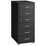 Desserte de bureau - tectake - caisson de bureau  roulettes 6 tiroirs en acier 41 cm x 28 cm x 69 cm ...