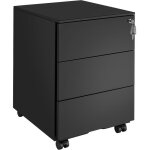 Desserte de bureau - tectake - caisson de bureau  roulettes magna avec 3 tiroirs verrouillables en acier ...