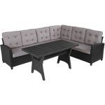 Canap de jardin - tectake - salon lounge dextrieur catania en rotin 6 places avec 1 table et coussins ...