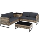 Canap� de jardin - tectake - salon dext�rieur ostuni en rotin 4 places avec table et coffre de rangement ...