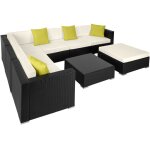 Canap de jardin - tectake - salon lounge dextrieur marbella modulable en rotin 7 places avec 1 table ...