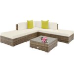 Ensemble table chaise de jardin - tectake - canap� de jardin paris 5 places modulable cadre en aluminium ...