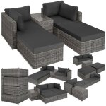 Canap de jardin - tectake - salon dextrieur modulable san domino en rsine tresse 4 places avec 1 ...