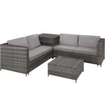 Salon de jardin - tectake - ensemble lounge dext�rieur sienne 4 places avec 1 table et 1 coffre de rangement ...