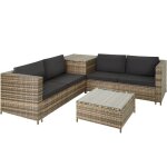 Salon de jardin - tectake - ensemble lounge dext�rieur sienne 4 places avec 1 table et 1 coffre de rangement ...