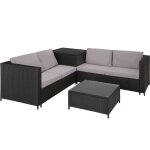 Salon de jardin - tectake - ensemble lounge dext�rieur sienne 4 places avec 1 table et 1 coffre de rangement ...