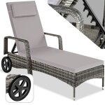 Bain de soleil - tectake - chaise longue en rotin de jardin cassis  roulettes dossier rglable en 6 ...
