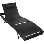 Bain de soleil - tectake - chaise longue en rotin de jardin moana dossier rglable en 6 positions coussin ...