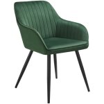 Chaise - tectake - fauteuil de salle � manger marylin aspect velours avec pieds en acier noir - vert ...