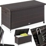 Rangement dextrieur - tectake - coffre de jardin kiruna en polyrotin avec poignes et 2 roulettes 121 ...