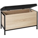 Tabouret - tectake - coffre de rangement calico rev�tement en cuir synth�tique - bois clair