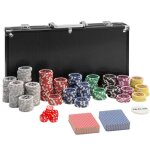 Malette - tectake - coffret malette set de poker 300 jetons + 2 jeux de 54 cartes en aluminium - noir ...