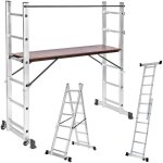 Echelle - tectake - chafaudage avec plateforme modulable 3 en 1 echelle + escabeau en aluminium