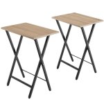 Table basse - tectake - ensemble de 2 tables dappoint phoenix pliantes au style industriel en bois et ...