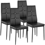 Chaises - tectake - lot de 4 chaises de salle � manger julien avec strass et rev�tement en cuir synth�tique ...