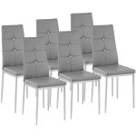 Chaises - tectake - lot de 6 chaises de salle � manger julien avec strass et rev�tement en cuir synth�tique ...
