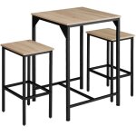 Table haute - tectake - ensemble de bar inverness en 3 parties table avec 2 tabourets - bois clair Table haute - tectake - ensemble de bar inverness en 3 parties table avec 2 tabourets - bois clair