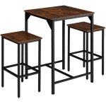 Table haute - tectake - ensemble de bar inverness en 3 parties table avec 2 tabourets - bois foncé Table haute - tectake - ensemble de bar inverness en 3 parties table avec 2 tabourets - bois foncé