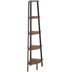 Biblioth�que - tectake - �tag�re sur 5 niveaux portland en bois et acier 34 x 34 x 1585 cm - bois fonc� ...