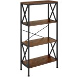 Biblioth�que - tectake - �tag�re sur 4 niveaux barry avec entretoises lat�rales en bois et acier 615 ...