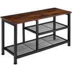 Meuble � chaussures - tectake - �tag�re � chaussures taunton en bois mdf 80 x 30 x 455 cm - bois fonc� ...