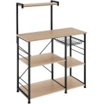 Meuble etagere - tectake - tagre de cuisine crawley 6 tagres panier grillag coulissant en bois et ...