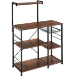 Meuble etagere - tectake - tagre de cuisine crawley 6 tagres et panier grillag coulissant en bois ...