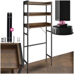 �tag�re de salle de bain - tectake - colonne sur 3 niveaux seattle en bois et acier - bois fonc�