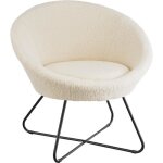 Assise - tectake - fauteuil cocktail centera en acier � laspect boucl� - blanc cass�