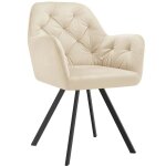 Chaise - tectake - fauteuil lucia pivotant  180 en velours rembourr motif matelass - crme