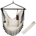 Hamac - tectake - fauteuil suspendu malika style boho capacit de charge 150 kg compartiment porte livre ...
