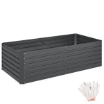 Carre potager - tectake - jardinire surleve blomma en acier galvanis capacit 1100l gants inclus