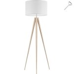 Tectake lampadaire lunaris abat - jour en tissu et trpied avec patins doux pour le sol - marron chne ...