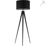 Tectake lampadaire lunaris abat - jour en tissu et trpied avec patins doux pour le sol - noir