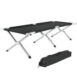 Lit de camp - tectake - lit de camp pliable avec cadre en aluminium sac de transport inclus 190 cm x ...